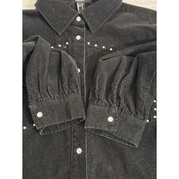 Forever 21 Oversized Corduroy BLACK   Shirt Jacket Women's  Retro SZ MEDIUM - Picture 7 of 10